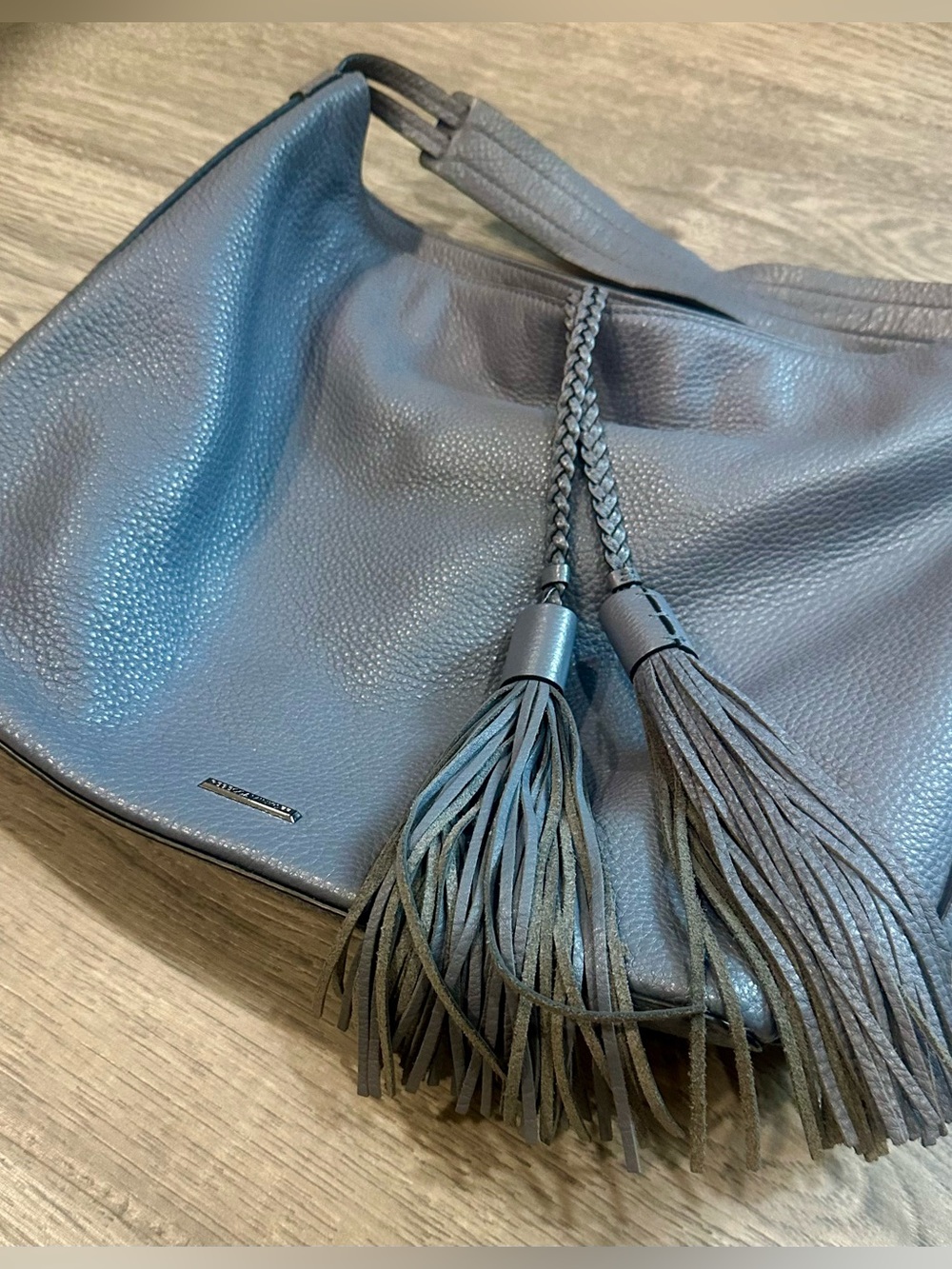 Beautiful Gray Pebbled Leather Rebecca Minkoff Handbag